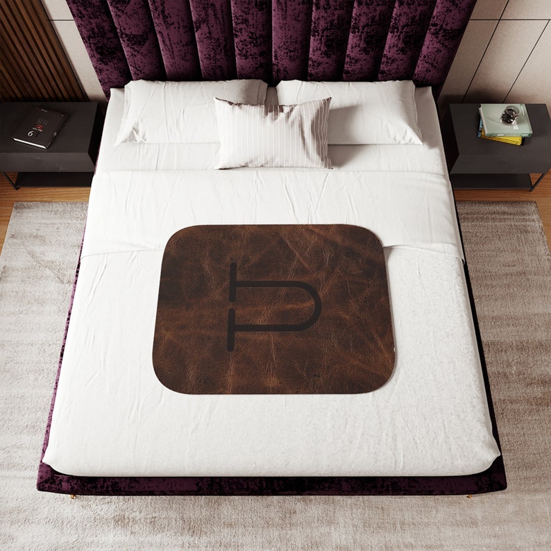 PERSONALIZED CATTLE BRAND Sherpa Blanket Boho Western Ranch Branding Iron Home Decor Livestock Producer Custom Designed Blanket image 4