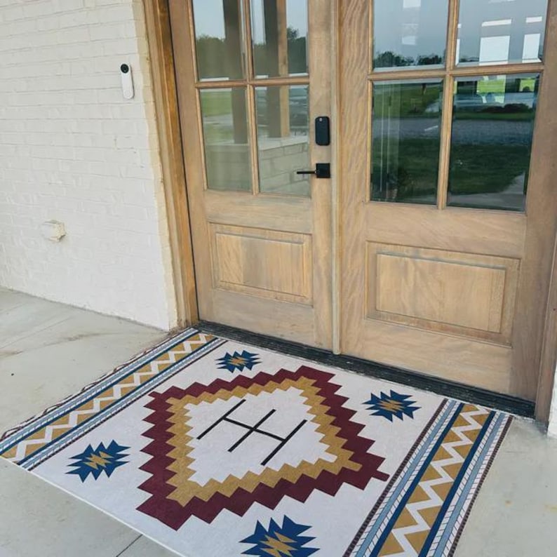 Branded Cattle Rug CUSTOM CATTLE BRAND Aztec Southwestern Style Rustic Ranch Boho Home ...
