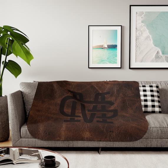 PERSONALIZED CATTLE BRAND Sherpa Blanket Boho Western Ranch Branding Iron Home Decor Livestock Producer Custom Designed Blanket