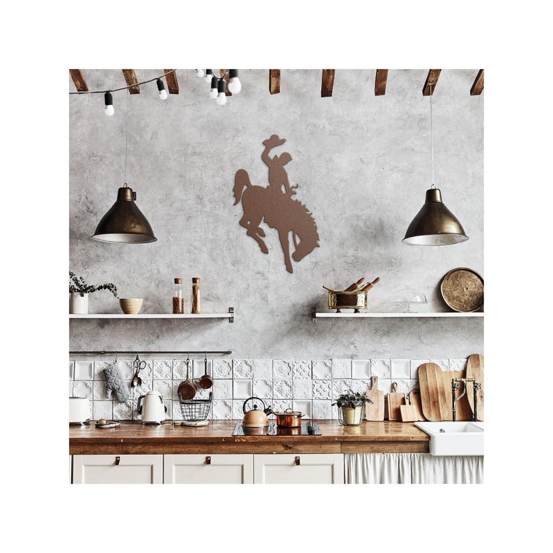 Vintage Bronc Rider Metal Wall Art Old Time Wyoming Rodeo Metal Artwork ...