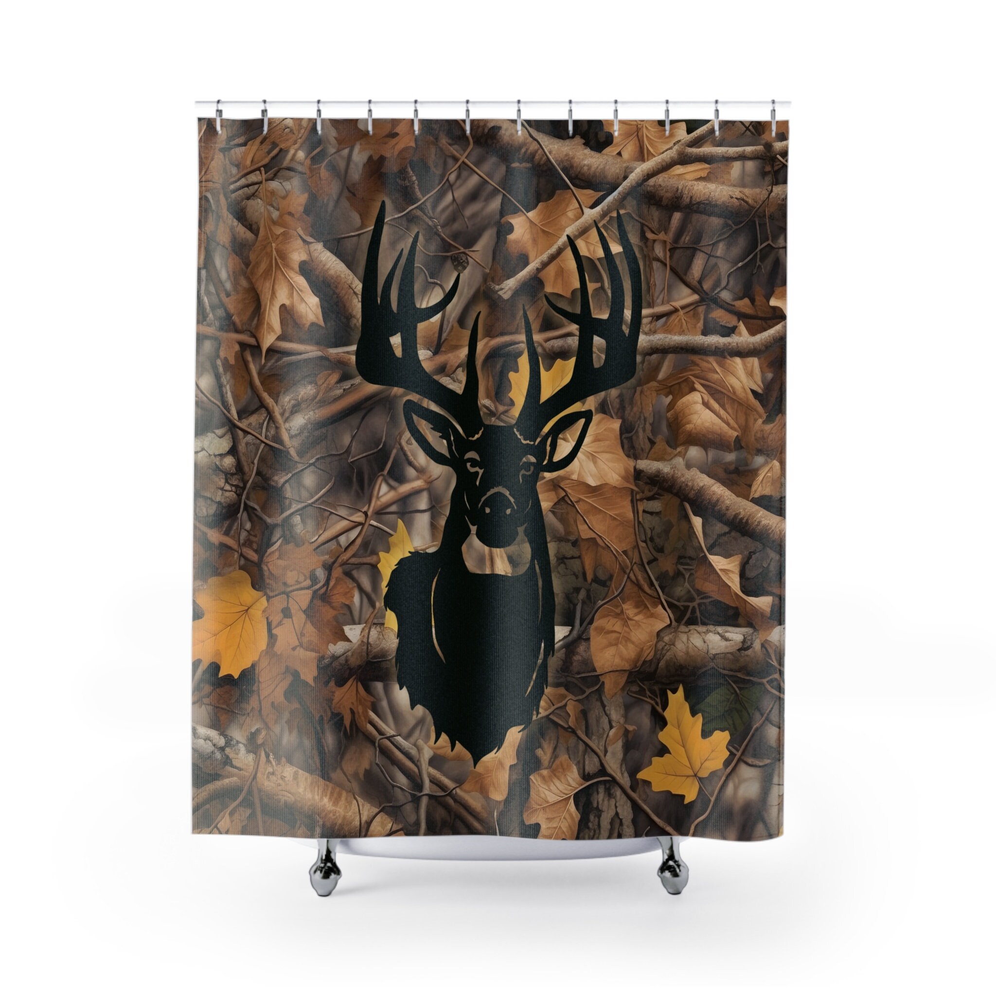 Whitetail Deer Camo Tenda da doccia Caccia Camouflage Decorazione per il bagno a tema all'aperto Tenda da doccia in poliestere Cabina da caccia Decora