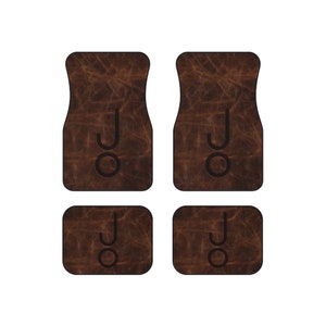 CUSTOM CATTLE BRAND Set of 4 Personalized Rustic Western Universal Car Mats Printed Branded Leather Pattern Branding Iron Truck Accessories