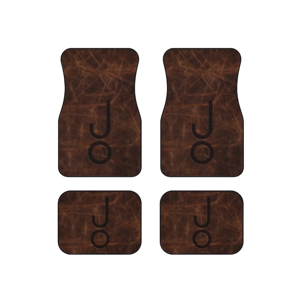 CUSTOM CATTLE BRAND Set of 4 Personalized Rustic Western Universal Car Mats Printed Branded Leather Pattern Branding Iron Truck Accessories