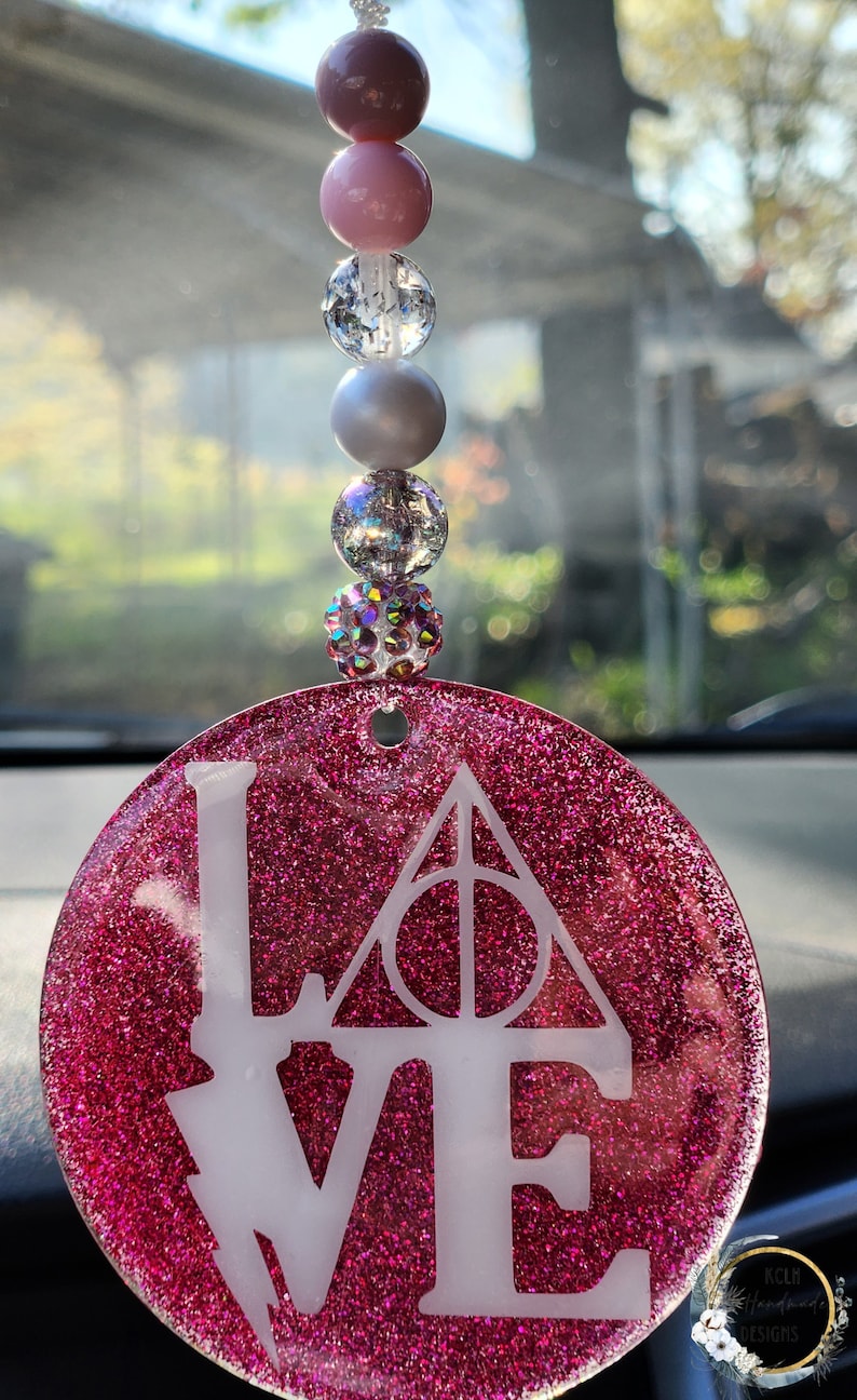 Custom Car Charm Car Mirror Decor Glitter Resin Art Mama Etsy