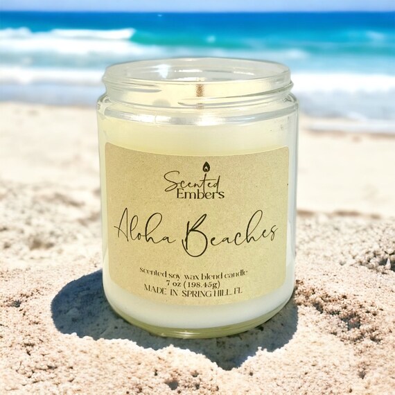 Coconut Beach Soy Wax Candle  Tropical Clean Scented Soy Candles