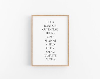 Hello Wall Art | Different Languages | Digital Prints | Printable Wall Art | Hello Print | Typography Wall Art | Instant Download | Gifts