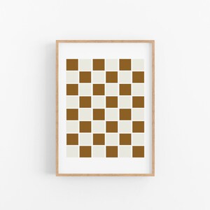 Checkerboard Printable Art | Digital Download | Trendy Wall Art | Home Decor | Geometric Print | Classic Check | Brown White Check Print