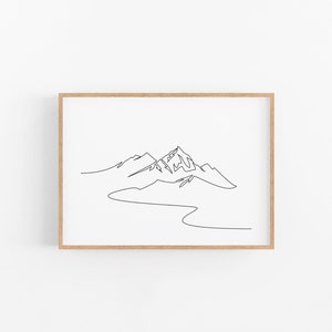 Mountain Landscape Printable | Mountain Landscape Wall Art | Mountain Wall Art | Mountain Poster | Mountain Line Art | Digital Download