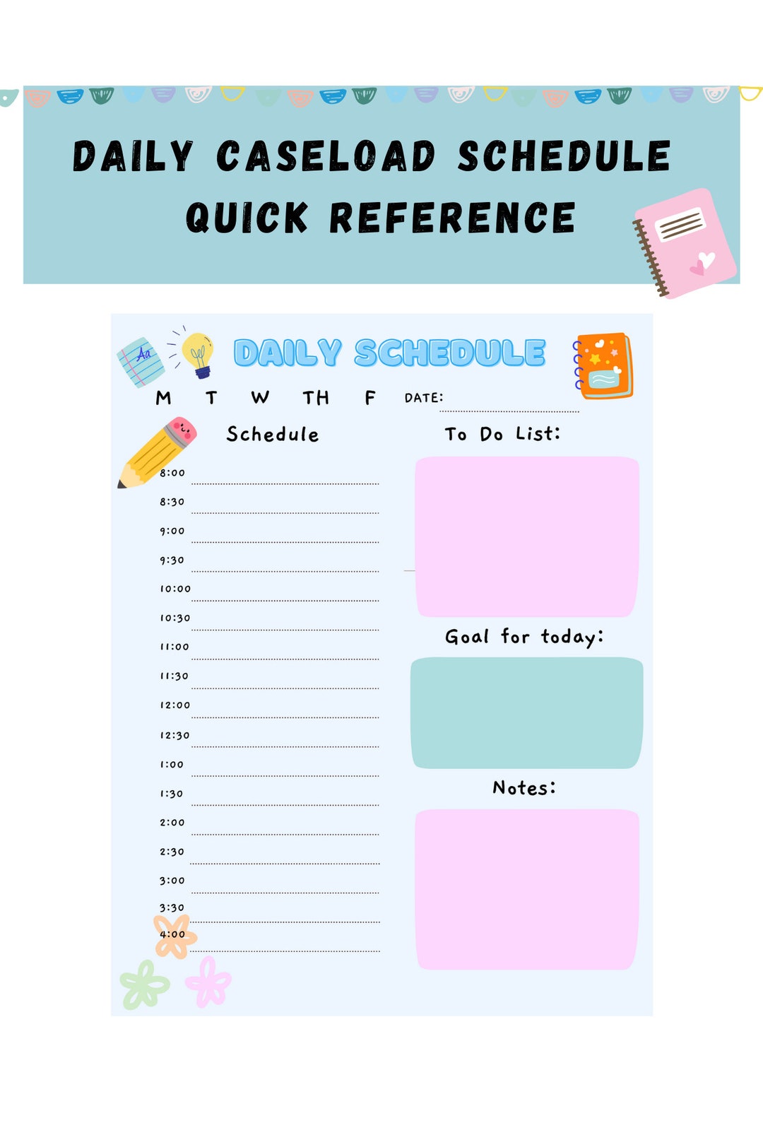 Daily Caseload Schedule - Etsy