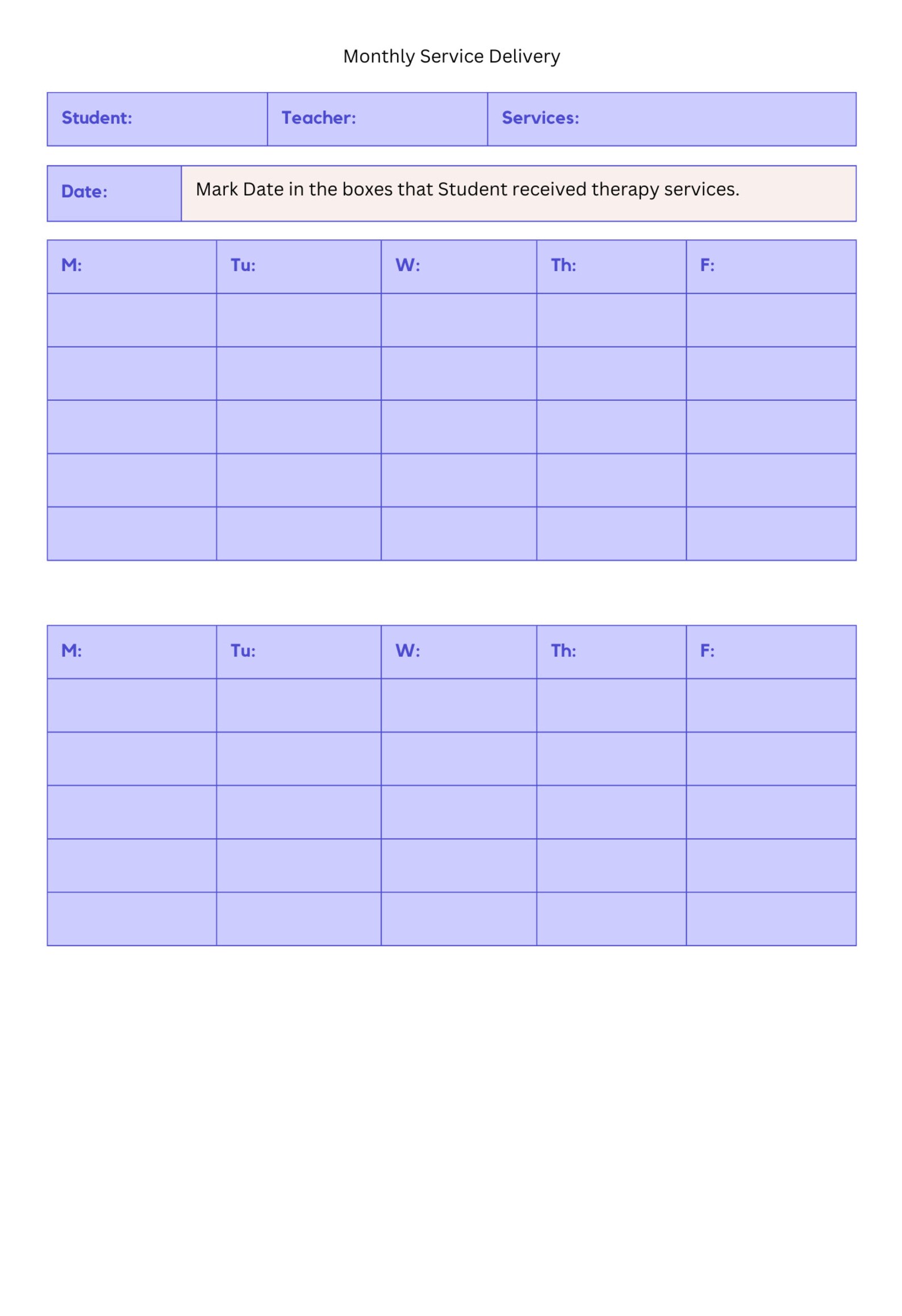 Occupational Therapy Daily Documentation - Etsy