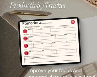Pomodoro Method Digital Productivity Tracker & Digital Planner Template Insert (landcape)