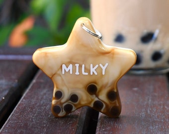 Boba Pet Tag - Personalized Resin Pet Tag - Dog Tag - Cat Tag - Custom Pet ID Tag - Pet Accessories - Boba Milk Tea