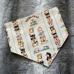 Doggy Smile Pet Bandana - Reversible Bandana - Shiba Inu Bandana - Dog Bandana - Cat Bandana - Pet Accessories