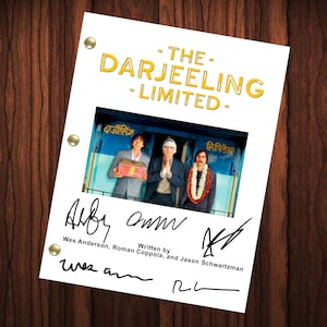 The Darjeeling Limited Signed Autographed Script Full Screenplay Full Script Reprint Wes Anderson