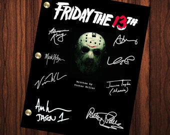 Viernes 13 Guión autografiado firmado Guión completo Reimpresión del guión completo