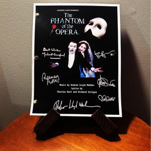 Phantom Of The Opera Autographed Signed Script Reprint Musical 1986 West End Cast Andrew Lloyd Webber Sarah Brightman Michael Crawford