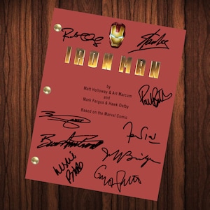 Iron Man Autographed Signed Movie Script Reprint Full Screenplay Full Script Robert Downey Jr. Stan Lee Iron Man Autograph Script