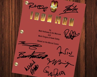 Iron Man Autographed Signed Movie Script Reprint Full Screenplay Full Script Robert Downey Jr. Stan Lee Iron Man Autograph Script