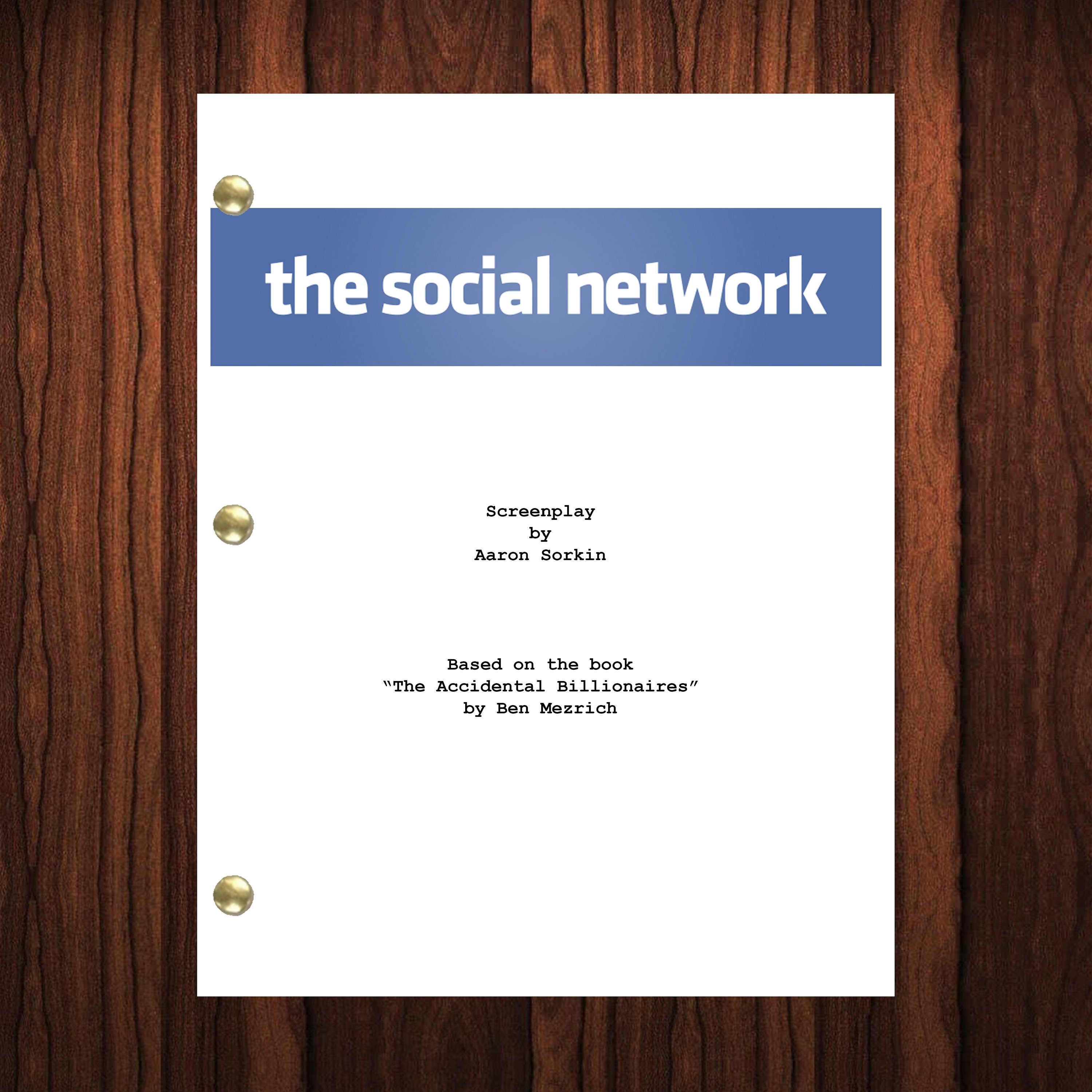 The Social Network Movie Script Reprint Full Screenplay Full Script ...