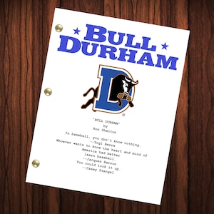 Bull Durham Script Reprint Full Screenplay Full Script