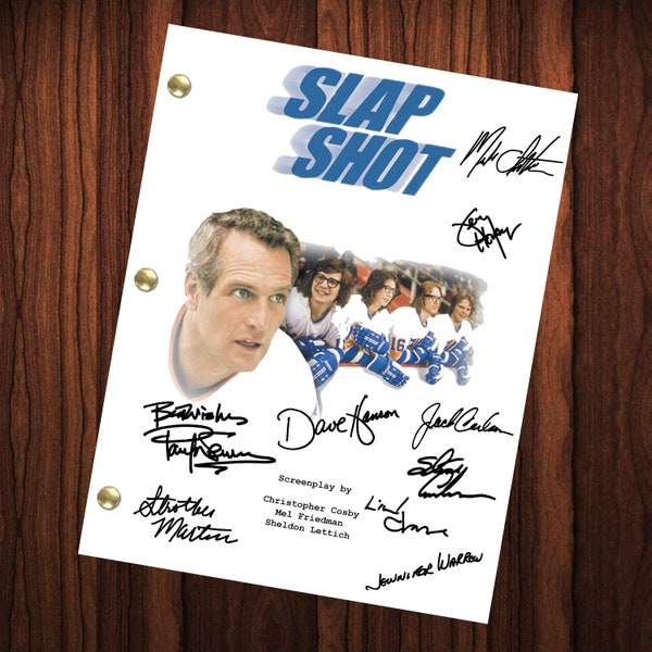 Slap Shot Película Autografiada Guión firmado Reimpresión Paul Newman Reggie Dunlop Strother Martin Michael Ontkean Jerry Houser