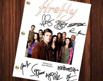 Firefly Firmado Autografiado Reimpresión Guión Guión completo Episodio piloto Reparto completo Nathan Fillion Gina Torres
