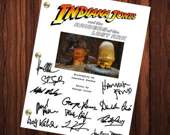 Roteiro do filme Os Caçadores da Arca Perdida de Indiana Jones, reimpressão autografada e assinada