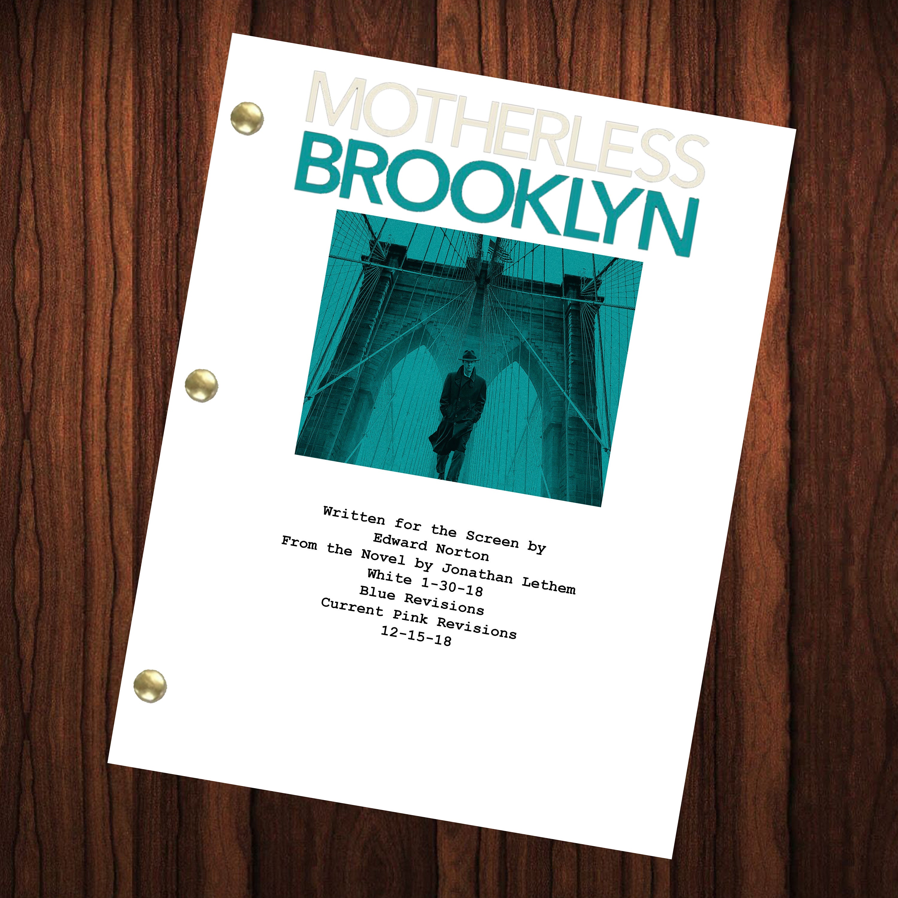 Motherless Brooklyn Movie Script Reprint Full Screenplay Full Script Edward Norton Bruce Willis