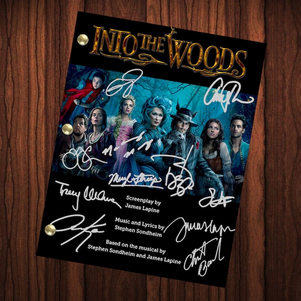 Into The Woods Película Autografiada Guión de película firmado Reimprimir guión completo Meryl Streep Emily Blunt Johnny Depp Autografiado