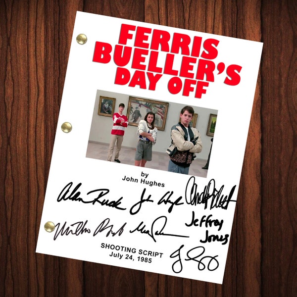 Ferris Bueller's Day Off Autographed Signed Movie Script Reprint Full Script Full Screenplay Matthew Broderick