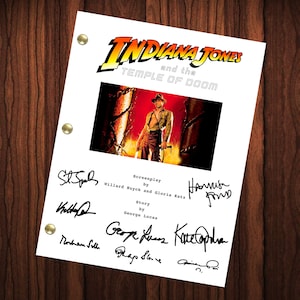 Indiana Jones and the Temple of Doom Movie Script Autographed Signed Script Reprint Harrison Ford George Lucas Steven Spielberg Cast Signed