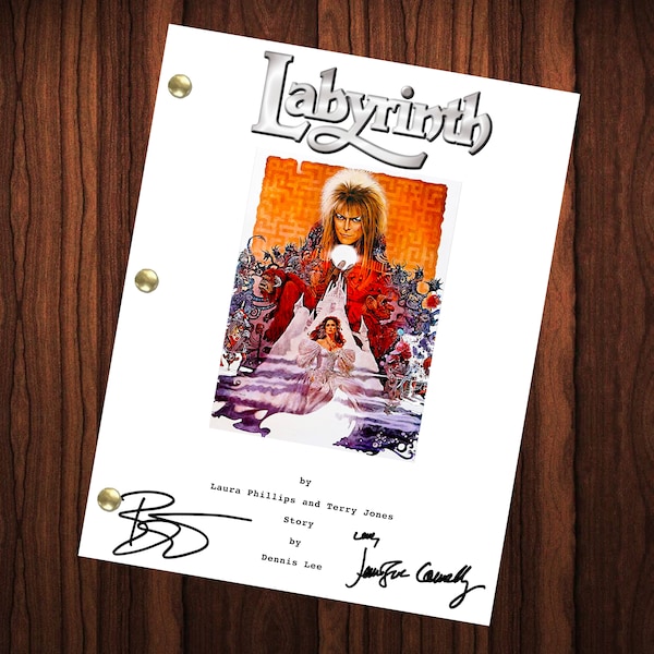 Labyrinth Movie Signed Autographed Script Full Screenplay Full Script Reprint David Bowie Jennifer Connelly