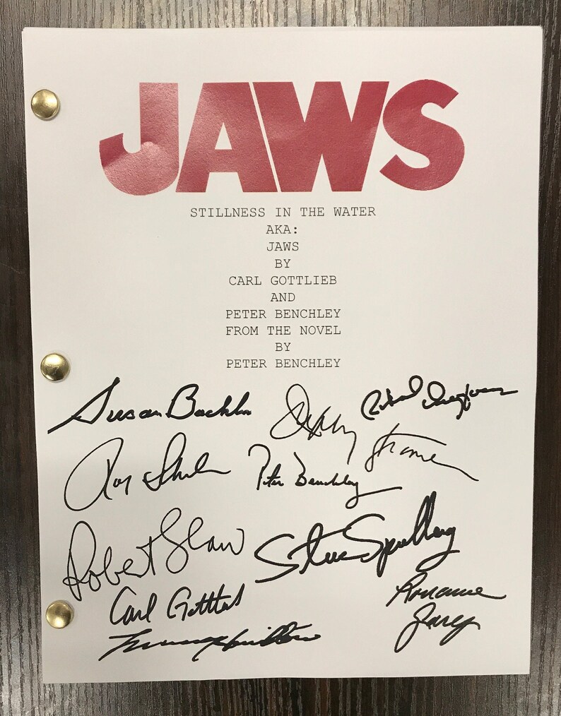 Jaws Movie Script Signed Autographed Reprint Full Screenplay Full Script Etsy
