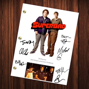 Superbad Signé Autographié Script Scénario Complet Réimpression du Script Complet Seth Rogen Michael Cera