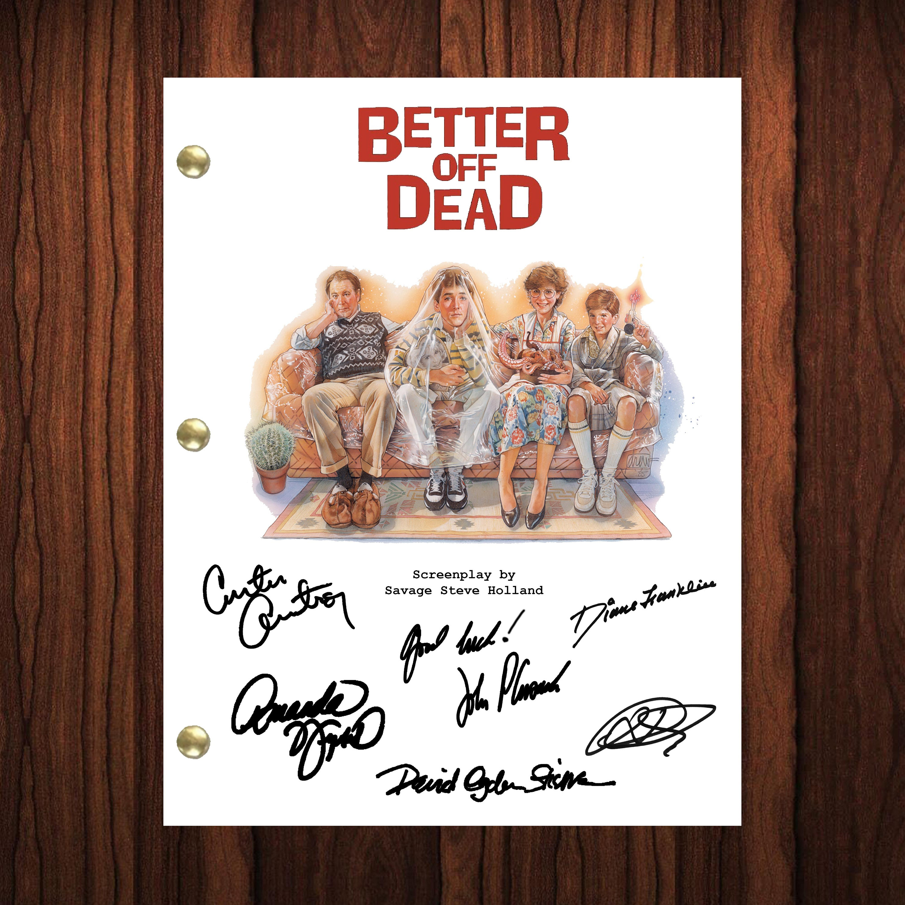 Better off Dead Movie Autographed Signed Script Reprint John Cusack David Ogden Lane Myer Etsy