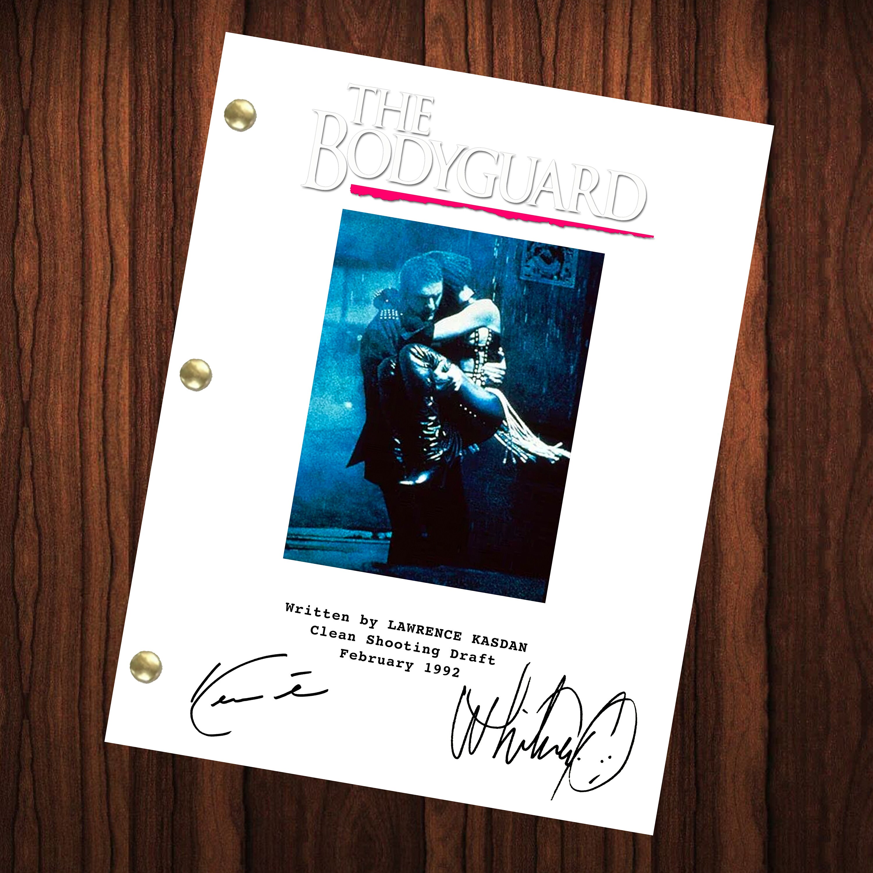 The Bodyguard Autographed Signed Movie Script Reprint Kevin Costner Whitney Houston Autograph Reprint Full Screenplay Full Script