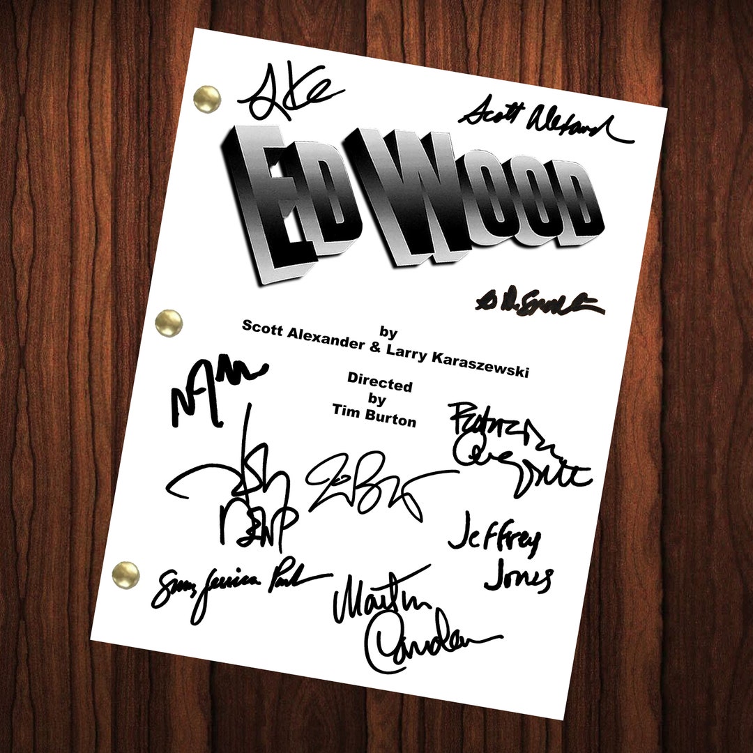 Ed Wood Autographed Signed Movie Script Reprint Tim Burton Johnny Depp ...