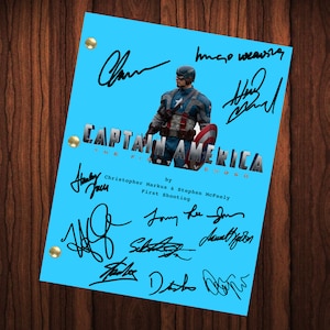 Captain America Movie Script Autographed Script Full Screenplay Full Script Reprint Iron Man Captain America Stan Lee Chris Evans
