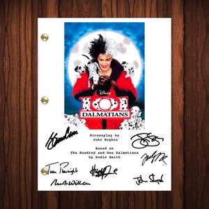 101 Dalmatians Autographed Signed Movie Script Reprint  Cruella Glenn Close Autograph Reprint Full Screenplay Full Script