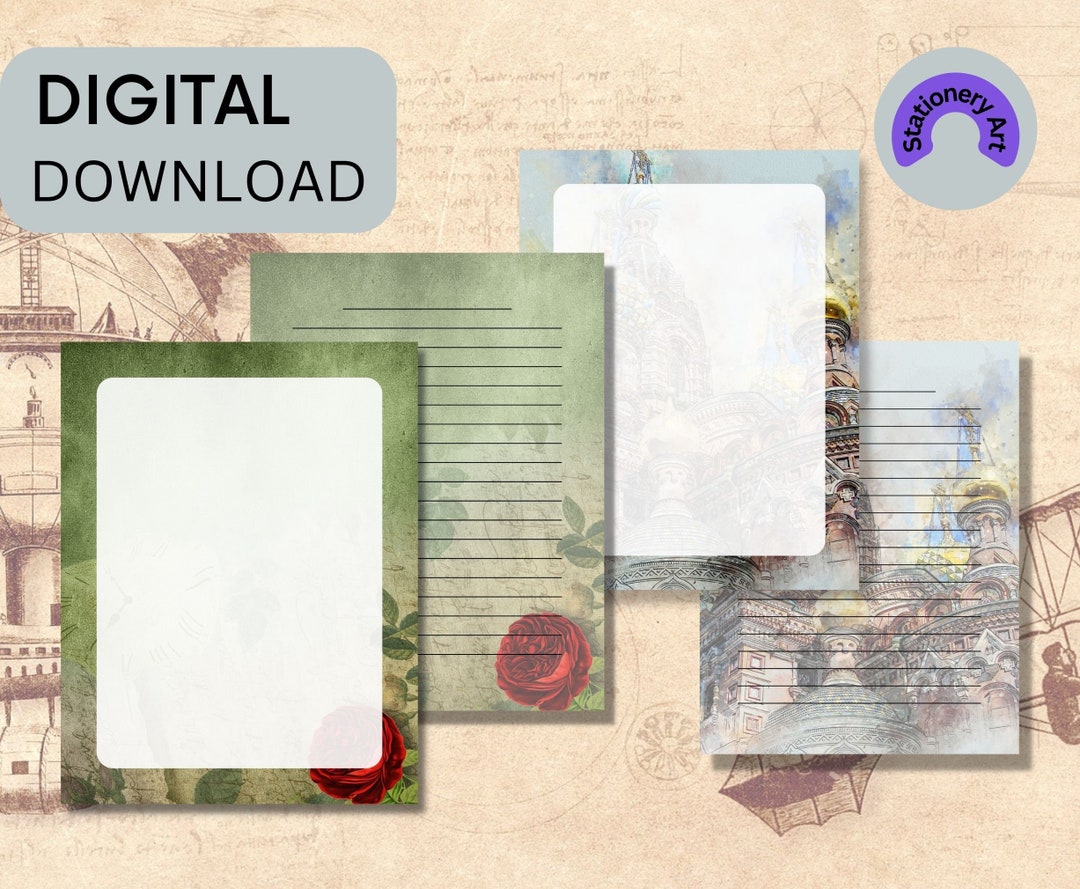 Printable Ancient History Stationery Set US Letter Size PDF, Instant