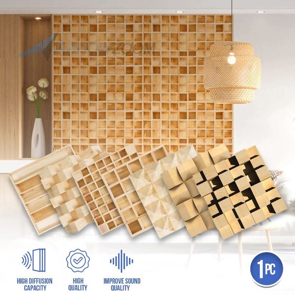 ArrowzoomUSA  Pro Acoustic Wood Diffuser Wall Art Modern Home Decor Wooden Craft Carved Board Decorative Panel For Living Room