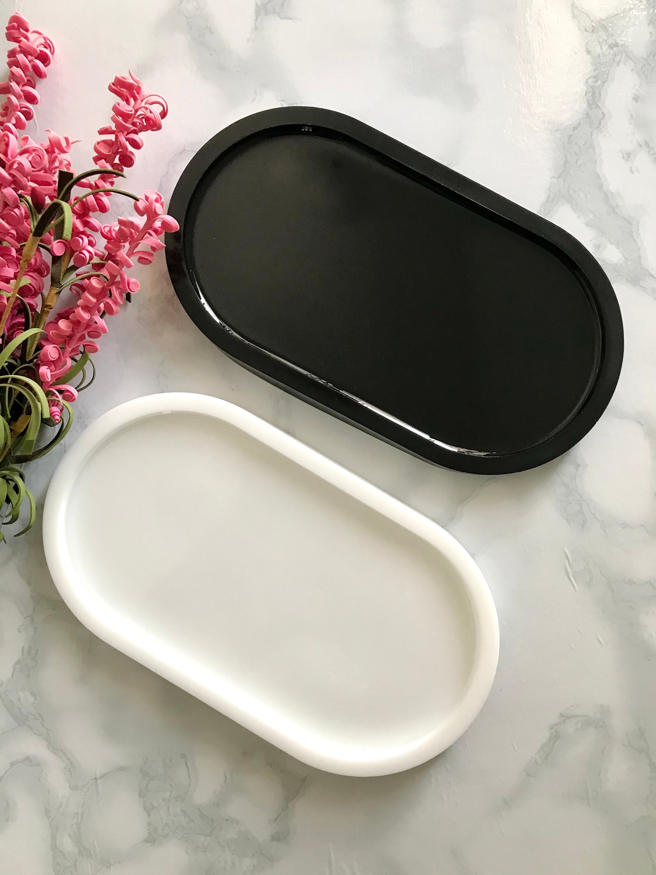Oval Resin Trinket Dish, Handmade Vanity Tray, Multipurpose