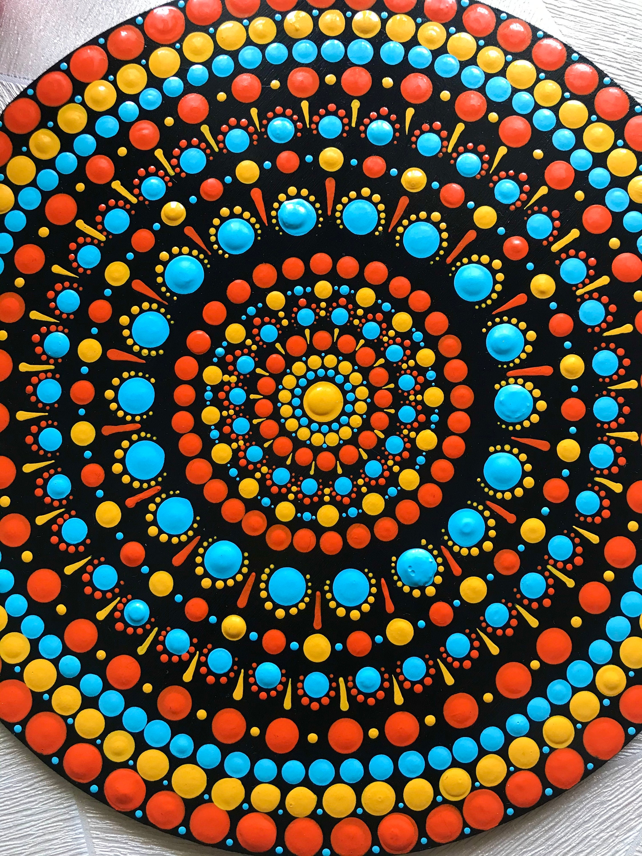 Hand Painted Dot Mandala Art, Dot Painting, Pointillism Artwork, Unique ...