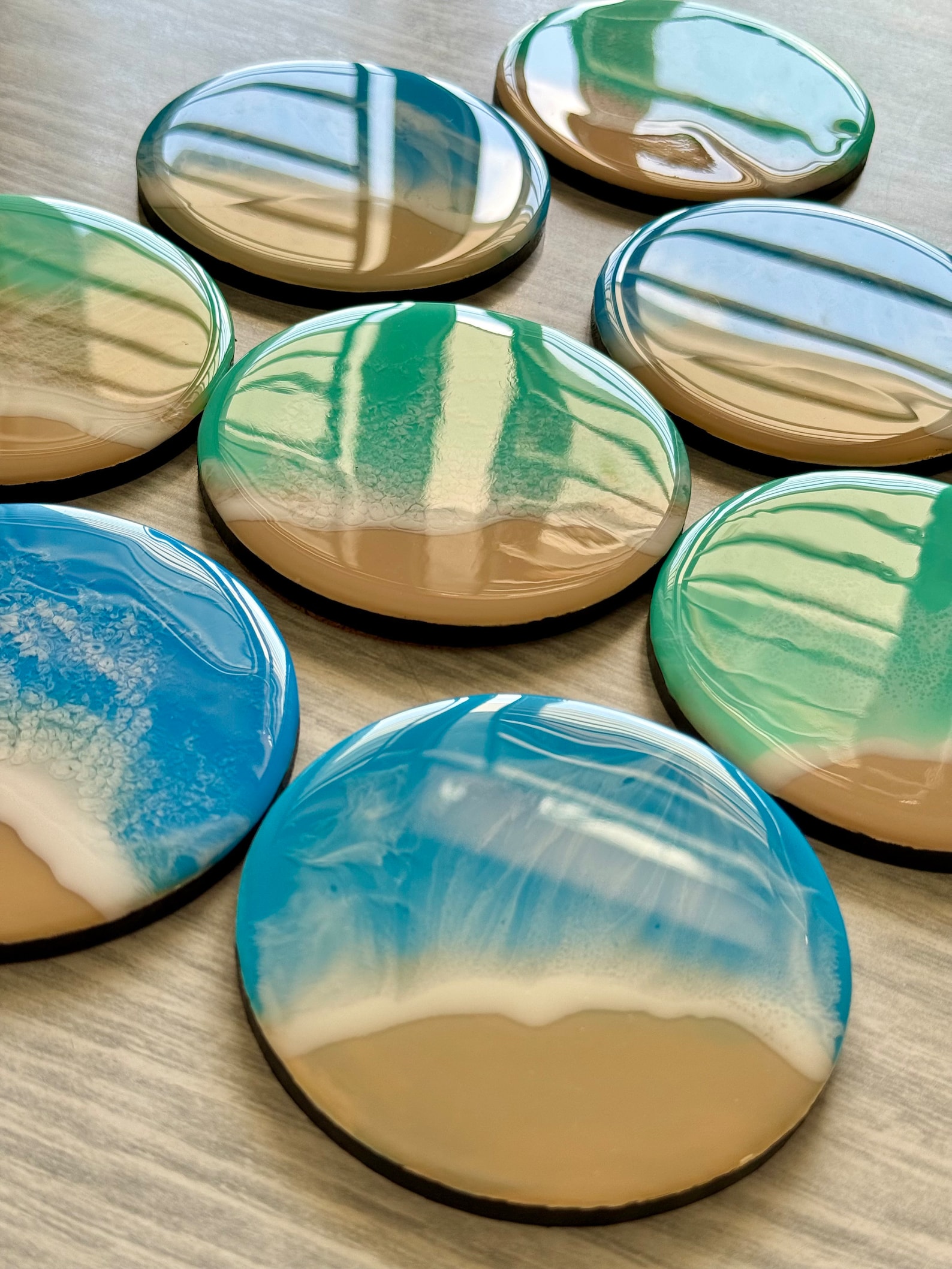 Ocean Art Coasters, Unique Table Coaster, Resin Beach Artwork, Epoxy ...