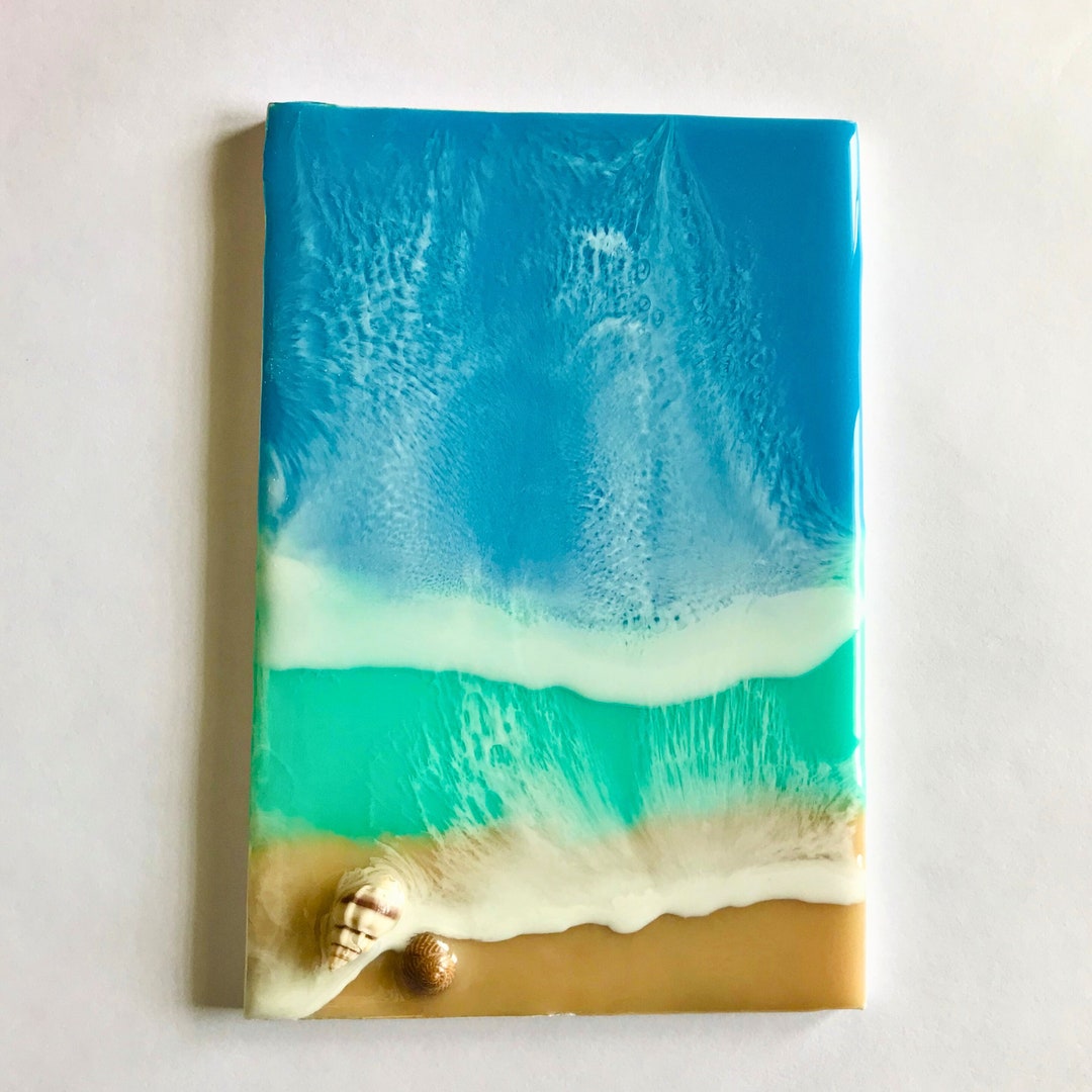 Resin Ocean Wave Painting, Mini Coastal Art, Beach Theme Decor, Blue ...