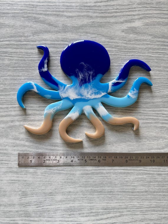 Octopus Ocean Wall Art, Epoxy Resin Home Decor, Seascape Painting
