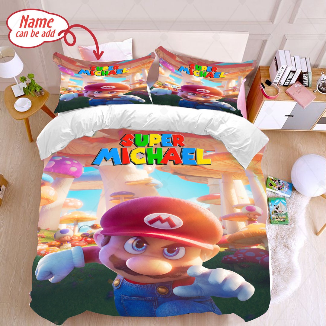 Super Mario Bedding Set Super Mario Bros Quilt Blanket Super Etsy