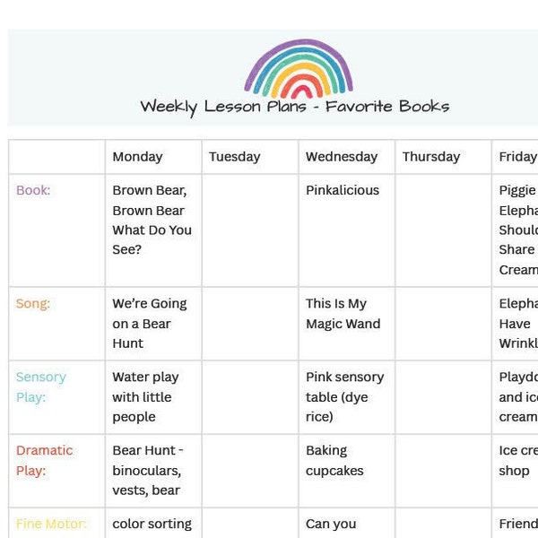Preschool/Daycare Weekly Lesson Planner EDITABLE