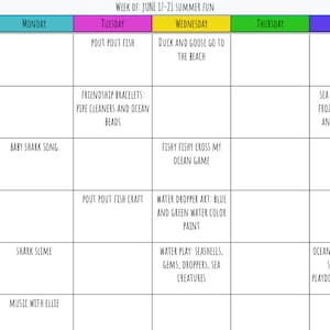 EDITABLE Preschool Weekly Lesson Planner GOOGLE SHEETS