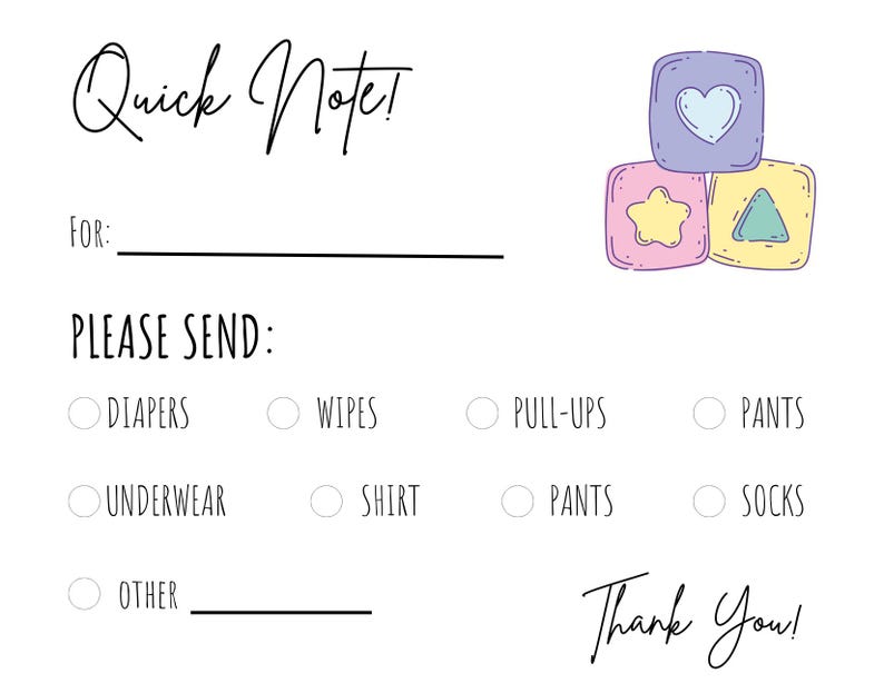 Quick Note Message Daycare and Preschool Template - Etsy